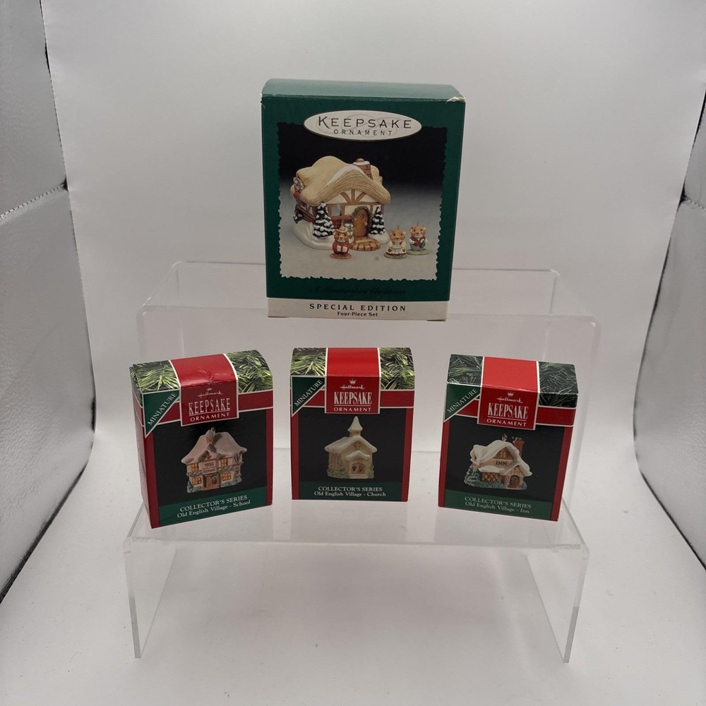 Vtg~Lot of 4~Hallmark Ornaments~Moustershire Christmas/Old English Village (3)